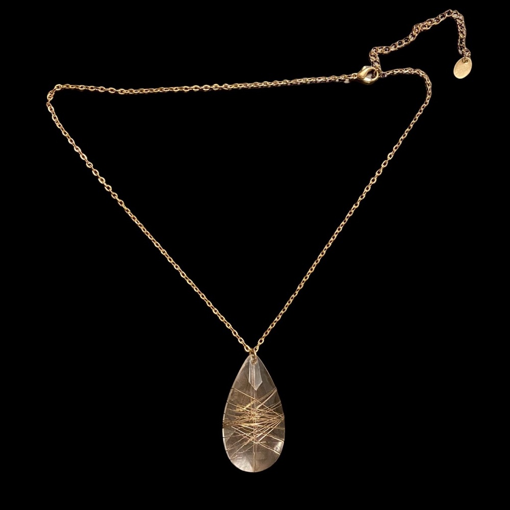 Claire’s Wire-Wrapped Pendant Necklace - Gold/Crystal